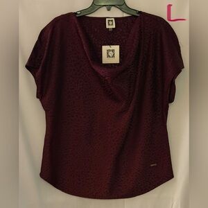 Anne Klein Deep Red Cowl Neck Blouse
